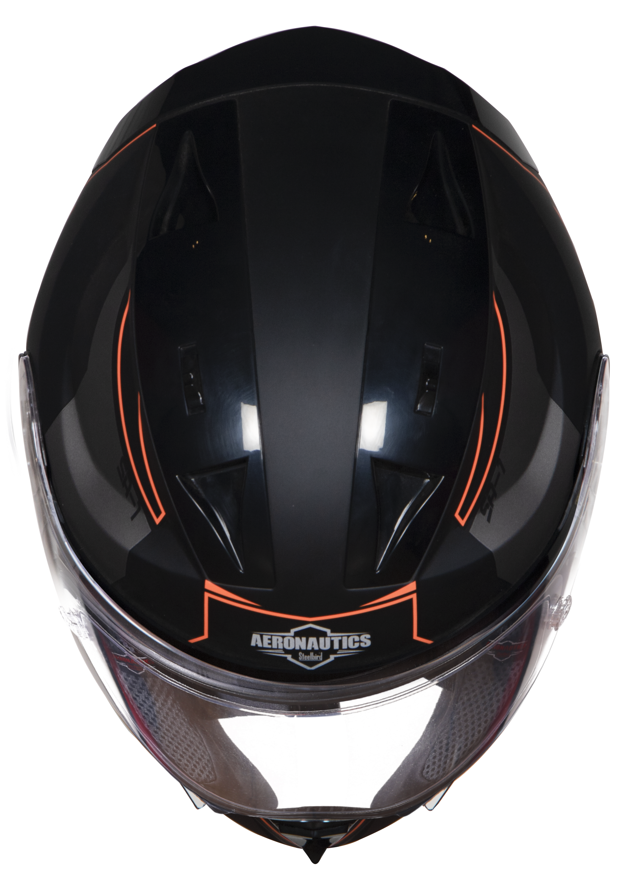 SA-1 RTW Mat Black/Orange With Anti-Fog Shield Blue Night Vision Visor(Fitted With Clear Visor Extra Blue Night Vision Anti-Fog Shield Visor Free)